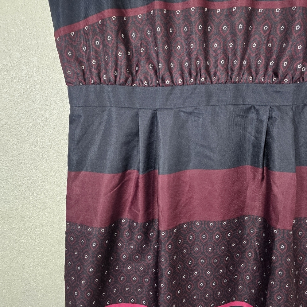 Loft Pleated Sleeveless Dress Bold Modern Geometric Stripe Women's Size 14 - Picture 4 of 7
